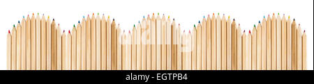 Fence made with wooden pencils on white background Stock Photo