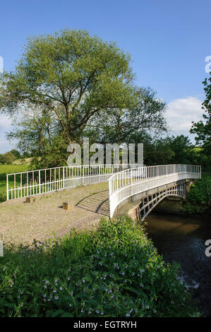 Cantlop Bridge (Built 1813) is a cast Iron single span road bridge over the Cound Brook, Cantlop, Shropshire. Stock Photo