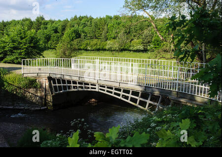 Cantlop Bridge (Built 1813) is a cast Iron single span road bridge over the Cound Brook, Cantlop, Shropshire. Stock Photo