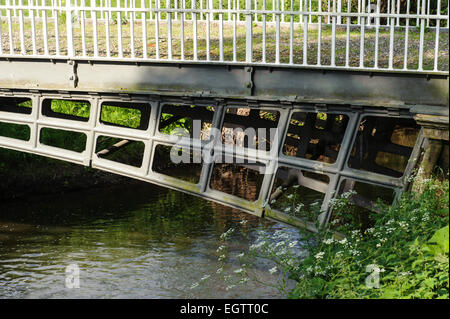 Cantlop Bridge (Built 1813) is a cast Iron single span road bridge over the Cound Brook, Cantlop, Shropshire. Stock Photo