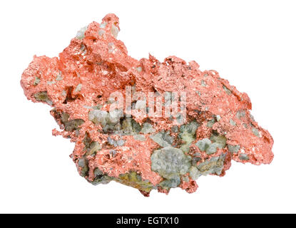 Native Copper Over White Background Stock Photo