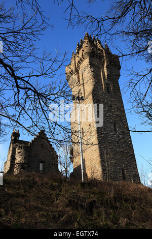 A close up view of the William Wallace Monument memorial tower in Stirling, Scotland Stock Photo