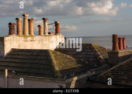 Chimney pots on the rooves of houses, Ramsgate Kent Stock Photo