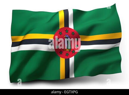 Waving flag of Dominica isolated on white background Stock Photo