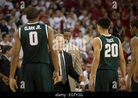 Madison, Wisconsin, USA. 1st March, 2015. Michigan State coach Tom Izzo during the NCAA Basketball game between the Wisconsin Badgers and Michigan State Spartans at the Kohl Center in Madison, WI. Wisconsin defeated Michigan State 68-61. Credit:  Cal Sport Media/Alamy Live News Stock Photo