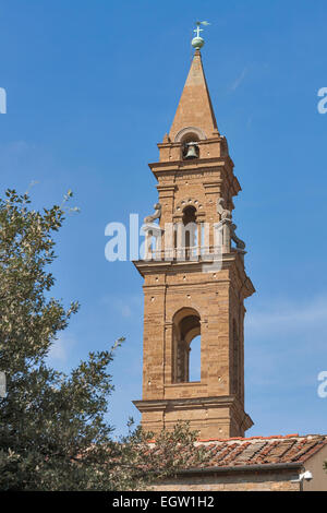 Santo Spirito or St. Mary of the Holy Spirit basilica bell tower in Florence, Italy Stock Photo