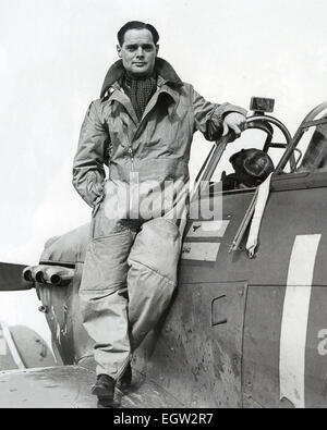 DOUGLAS BADER  (1910-1982)  RAF fighter ace on his Hurricane as Squadron Leader  of  242 Squadron at Duxford in September 1940 Stock Photo