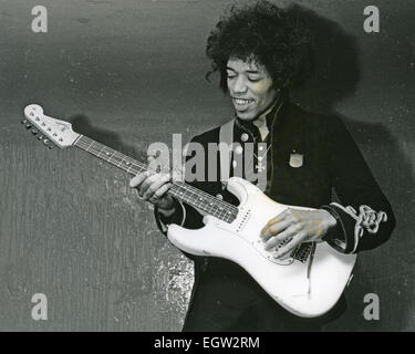 JIMI HENDRIX (1942-1970) US rock musician on 28 February 1967 Stock Photo