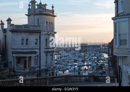 Ramsgate, Kent. View from East Cliff, over rooftops and the harbour to ...