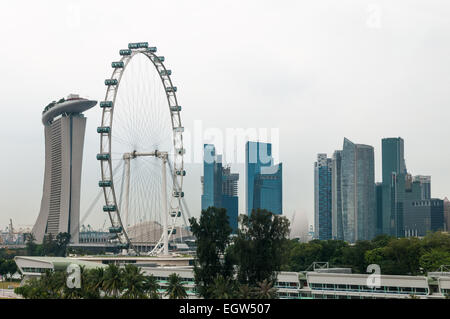 The Singapore Flyer observation wheel and Marina Bay Sands, Singapore. Stock Photo