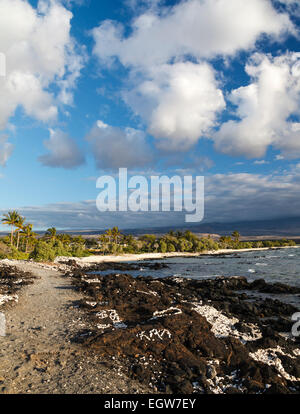 Coastal path at Anaehoomalu Bay in Waikoloa on the Big Island of Hawaii Stock Photo