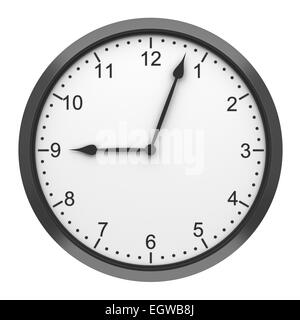 black round wall clock isolated on white background Stock Photo