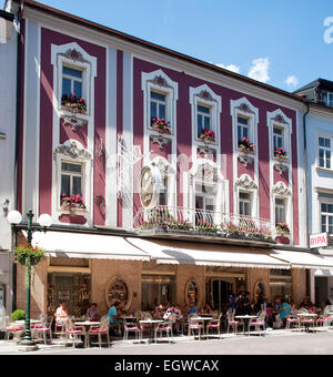 Former Austro-Hungarian Hofzuckerbäckerei Zauner, purveyor to the imperial court, in the pedestrianised area, Bad Ischl Stock Photo