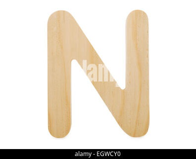 wooden letter n isolated on white, studio shot Stock Photo