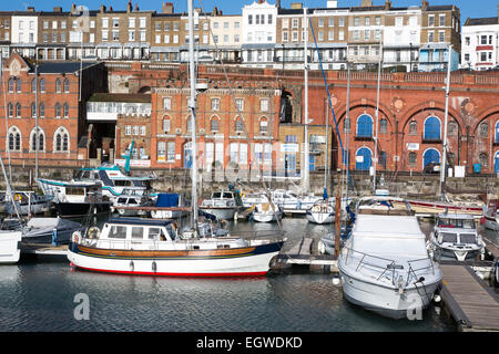 Ramsgate harbour, Kent  on a sunny winter's morning. Stock Photo