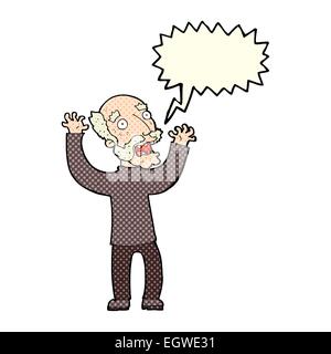 cartoon terrified old man with speech bubble Stock Vector