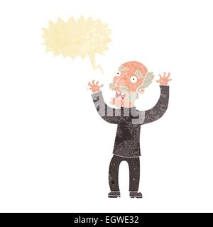 cartoon terrified old man with speech bubble Stock Vector