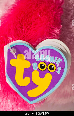 ty beanie boo's label tag on soft cuddly toy - close up Stock Photo