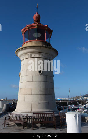 The lighthouse at the entrance to the harour at Ramsgate, Kent. Stock Photo