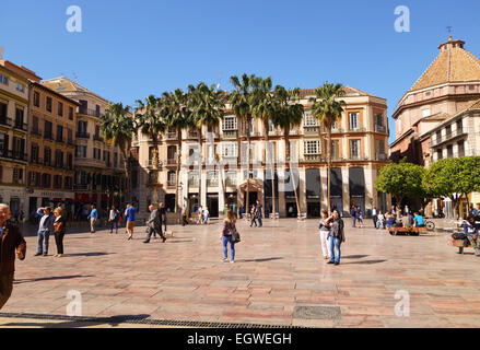The Constitution Square, Plaza de la Constitución, main square in Malaga city center, Andalusia, Spain. Stock Photo