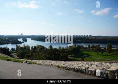 Delta of river Sava and Danube in Belgrade Stock Photo