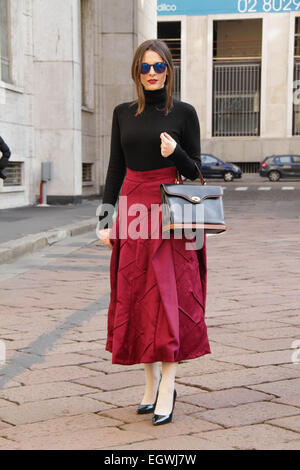 Barbara Viscomi arriving at the Salvatore Ferragamo runway show in Milan - March 1, 2015 - Photo: Runway Manhattan/Paolo Diletto Stock Photo