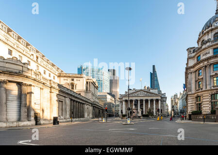 Bank Junction is a road junction in the City of London, seen here unusually empty Stock Photo