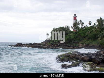 Lighthouse at Kovalam beach, Kerala, India Stock Photo