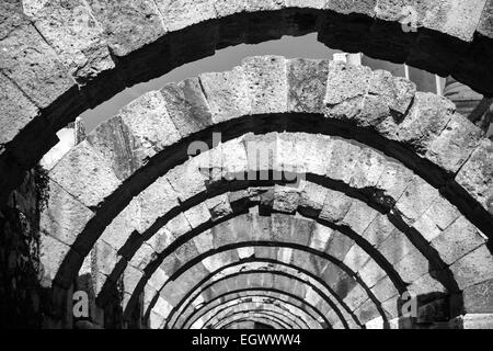 Stone arcs perspective. Ruins of Ancient city Smyrna. Izmir, Turkey Stock Photo