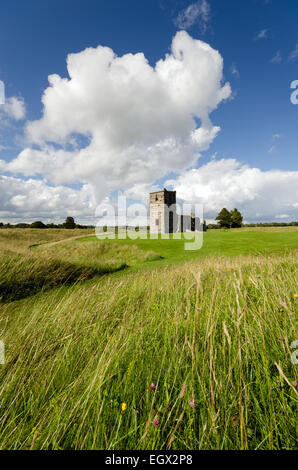 The ruins of a Norman Church in the center of Knowlton Rings an ancient Neolithic henge system near Wimborne in Dorset also know Stock Photo