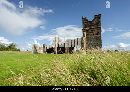 The ruins of Knowlton Church in the center of Knowlton Rings near Wimborne in Dorset Stock Photo