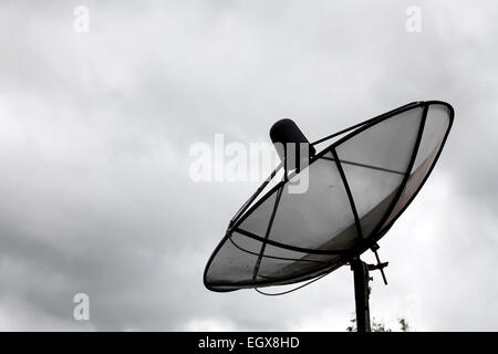Conceptual of Big Black satellite Cloudy Sky, side perspective Stock Photo