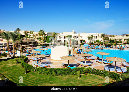 SHARM EL SHEIKH, EGYPT -  NOVEMBER 28: The tourists are on vacation at popular hotel on November 28, 2012 in Sharm el Sheikh Stock Photo