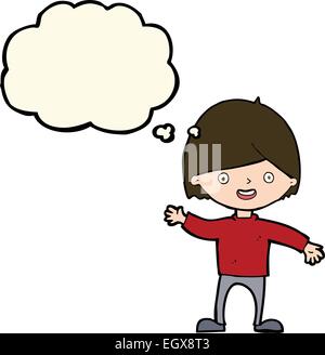 Cartoon Waving Boy With Thought Bubble Stock Vector Image & Art - Alamy