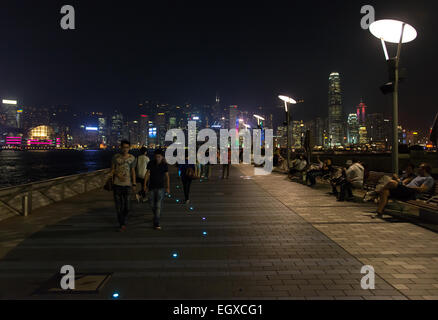 hong kong avenue of the start night kowloon Stock Photo