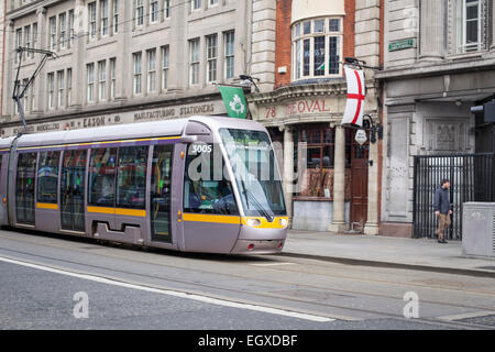 The Luas tram on Dublin's Henry street on a Sunday Morning Stock Photo