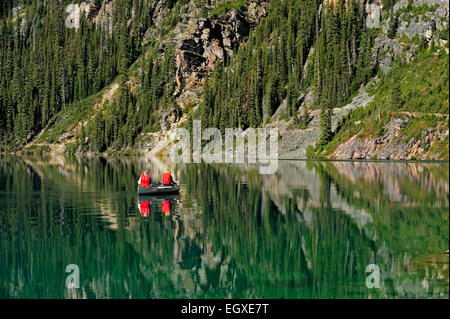 Canoeists on Lake O'Hara Yoho National Park BC Canada Stock Photo