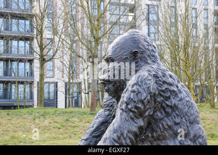 Gorilla sculpture at East Village London development Stratford E20 London England United Kingdom UK Stock Photo