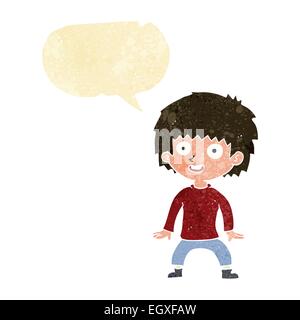 cartoon excited boy with speech bubble Stock Vector