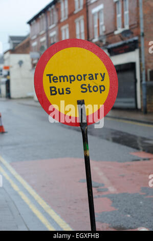 Temporary Bus Stop . Stock Photo