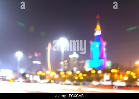 Abstract background made of blurred city at night. Stock Photo