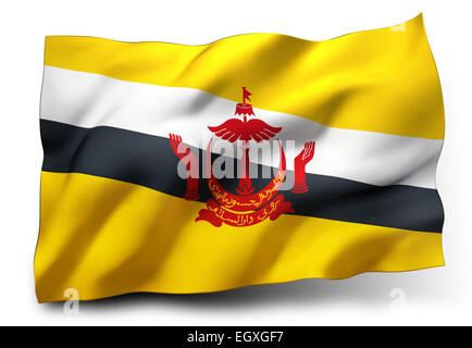 Waving flag of Brunei isolated on white background Stock Photo