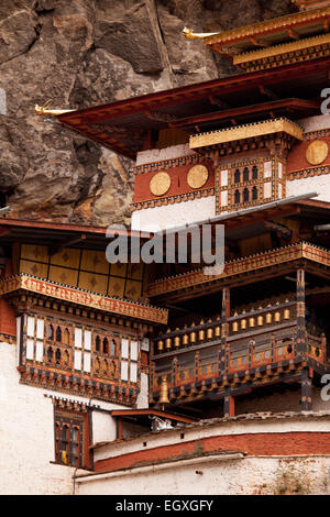 Detail of Taktsang monastery, probably the most famous site in Bhutan Stock Photo