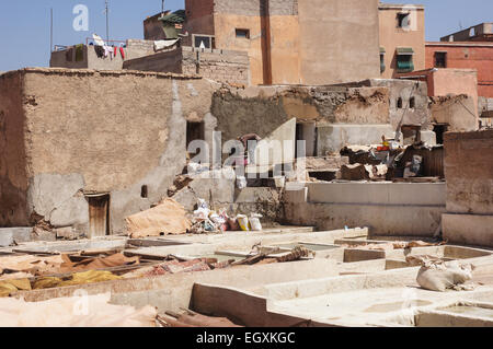 The Tanneries in the Medina district, Marrakesh, Morocco, North Africa Stock Photo