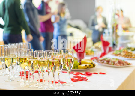 Banquet event. Champagne on table. Stock Photo