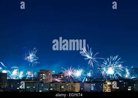 Bulgaria, Sofia, New Years Eve, Fireworks Stock Photo