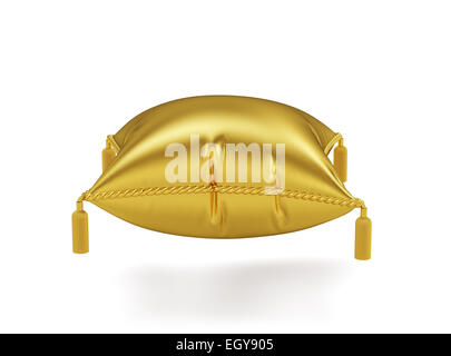 3d render of golden pillow isolated on white background Stock Photo