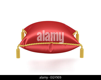 3d render of Royal red velvet pillow isolated on white background Stock Photo