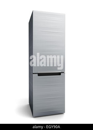 Modern stainless steel refrigerator isolated on white background Stock Photo