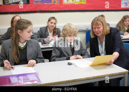 Mary Boyle, principal attending a class at Knole Academy, all-ability school, Sevenoaks, Kent, England, UK Stock Photo